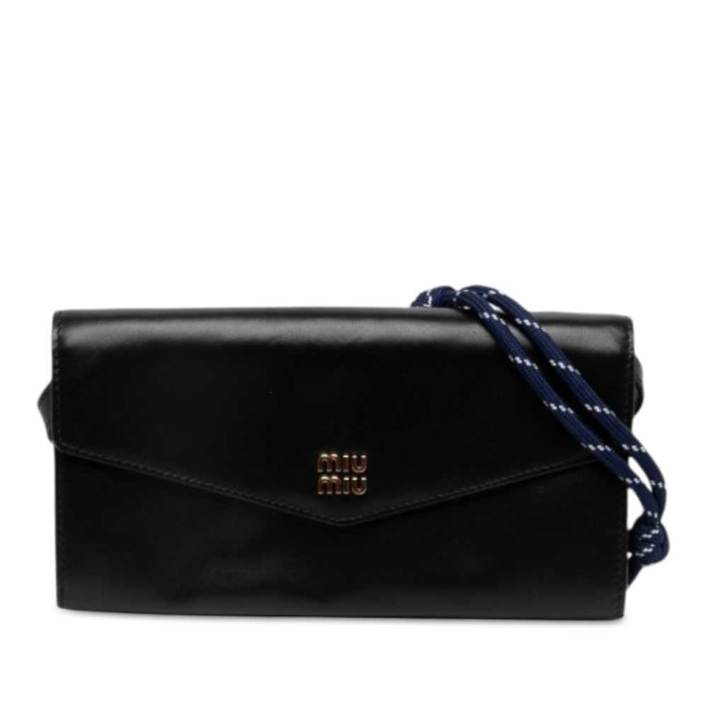 Pre-Loved Miu Miu Soft Calf Logo Wallet on Strap